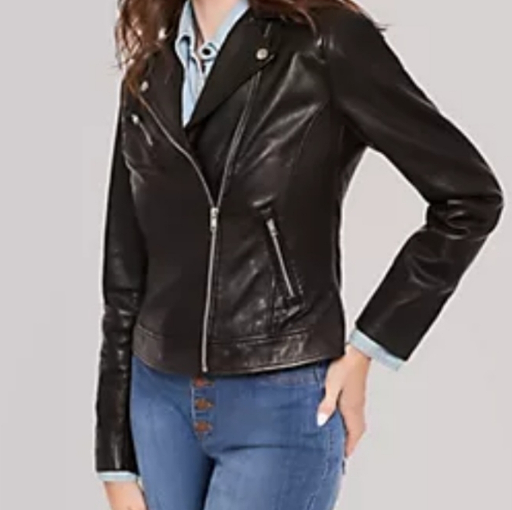 American Leather Co. Washed Leather Moto Jacket Soft Lamb Fits Like Size 16